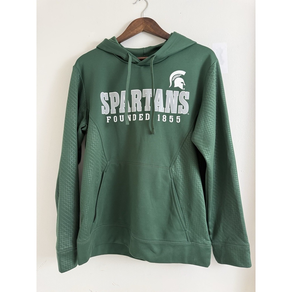 Michigan State Spartans Womens M Green Hoodie Pullover MSU Athletic Sweatshirt